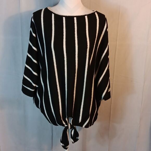 First Love Fuzzy Chic Striped Tie In Front Sweater - Picture 7 of 7